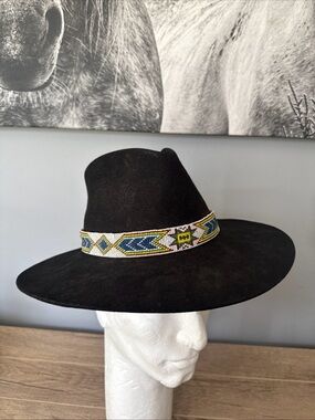 SILVER SPUR Hondo B bar H Wool Felt Cowboy Hat Black Size 7 1/4 58 Made In USA